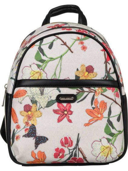 David Jones Biely štýlový batoh s kvetinovou potlačou