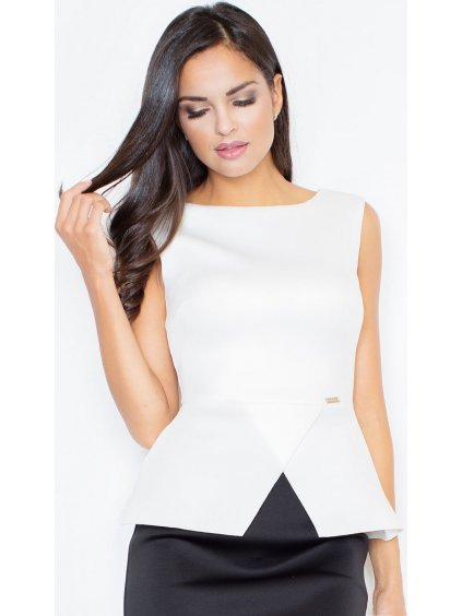 Smotanová blúzka s asymetrickým volánom