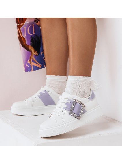 Biele tenisky so strieborným kamienkovým zdobením BRACE