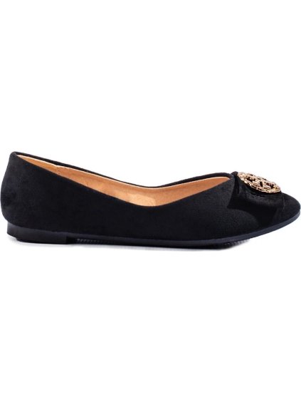 Čierne semišové baleríny so zdobením Potocki