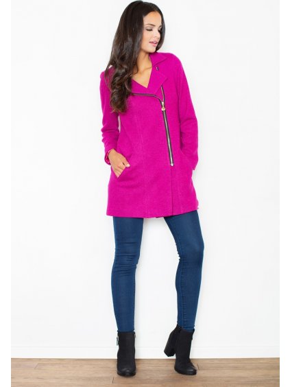 Fuchsiový kabát s krátkym zipsom M405 Fuchsia