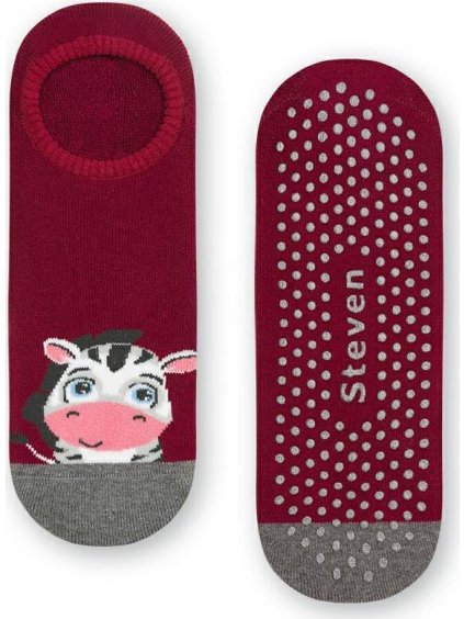 Bordó obrázkové dámske protišmykové ponožky Art.132