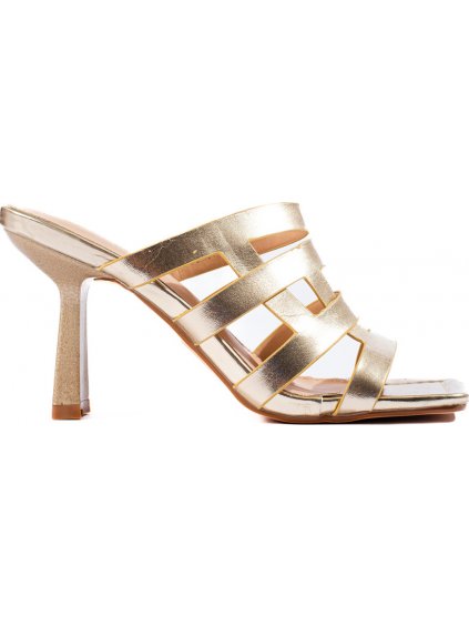 Dámske zlaté šľapky Shelovet na podpätku