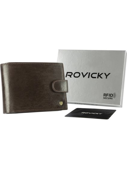 Rovicky Tmavo hnedá pánska kožená peňaženka s protišmykovou membránou L166