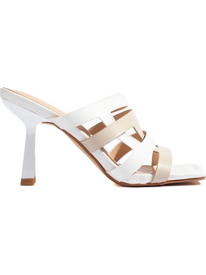 Dámske biele sandále na podpätku Shelovet GD-DO-134W