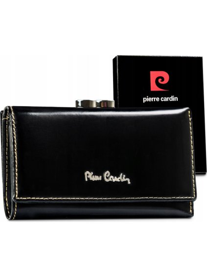 Pierre Cardin Čierna kožená stredná dámska peňaženka U050