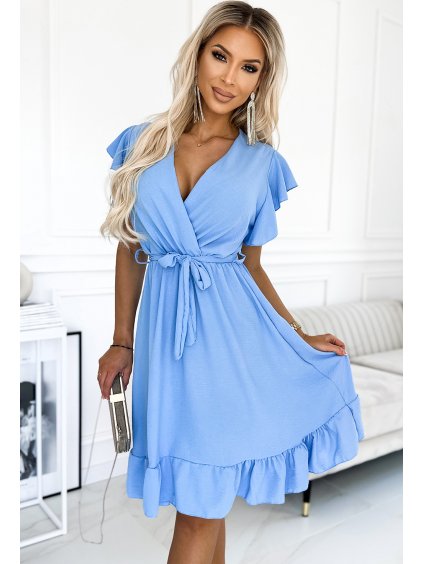 Svetlomodré šaty s volánikmi CORNELIA