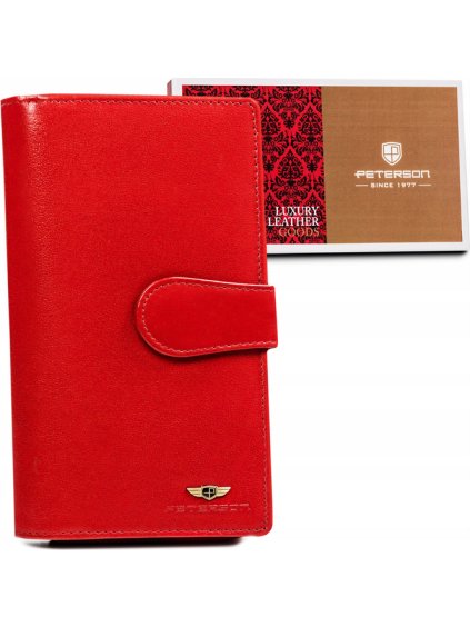 Peterson Červená veľká dámska peňaženka na zips a patentku Y140