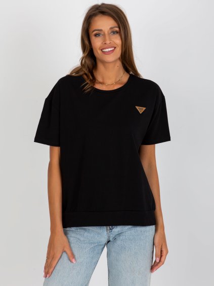 Čierne dámske tričko s okrúhlym výstrihom