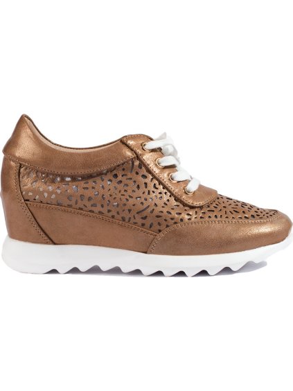Dierkované tenisky so skrytým klinom Shelovet - hnedé