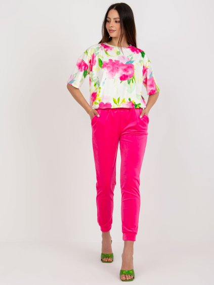 Bielo-ružový komplet s krátkym rukávom