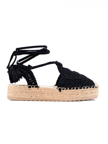 ČIERNE ESPADRILKY BOHO NA PLATFORME SHELOVET