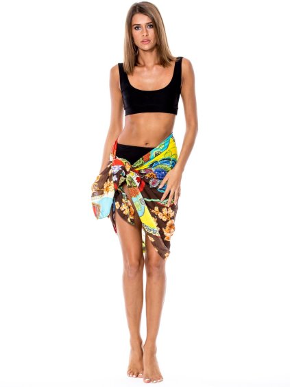 Farebné dámske pareo s kvetinovým vzorom