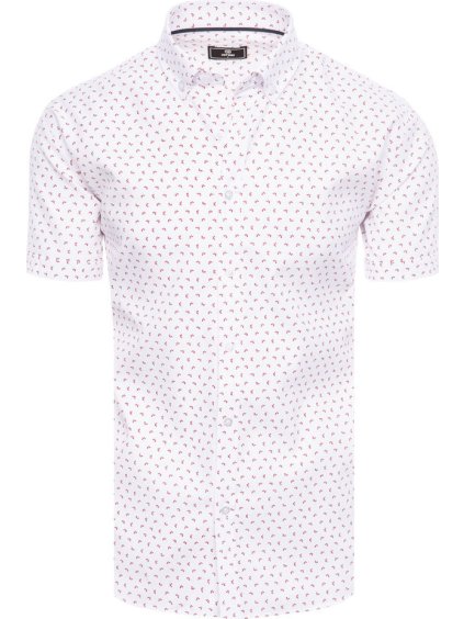 Biela pánska vzorovaná košeľa s krátkym rukávom