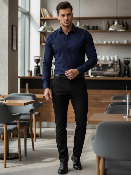 Tmavomodrá elegantná pánska košeľa (Veľkosť M)