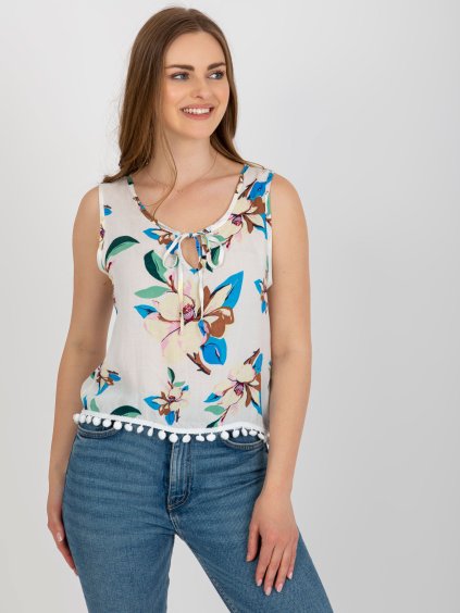 Biely top s kvetinovou potlačou