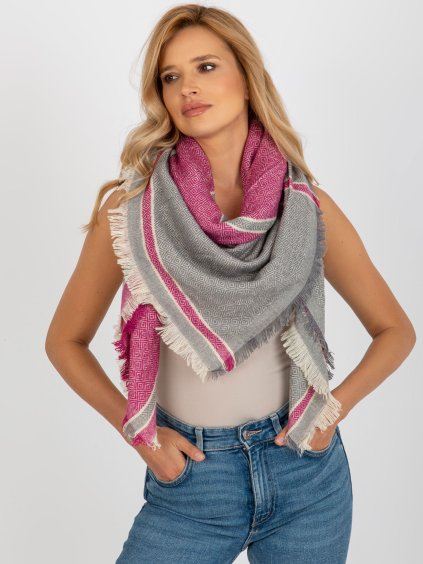Sivo-fuchsiový dámsky šál