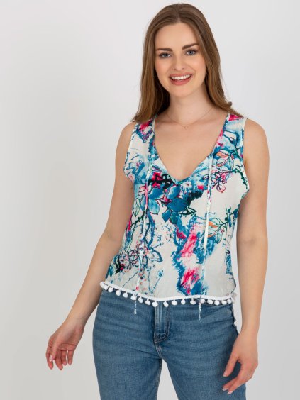 Bielo-modrý nátelník s potlačou