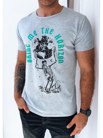 Sivé pánske tričko s väčšou potlačou