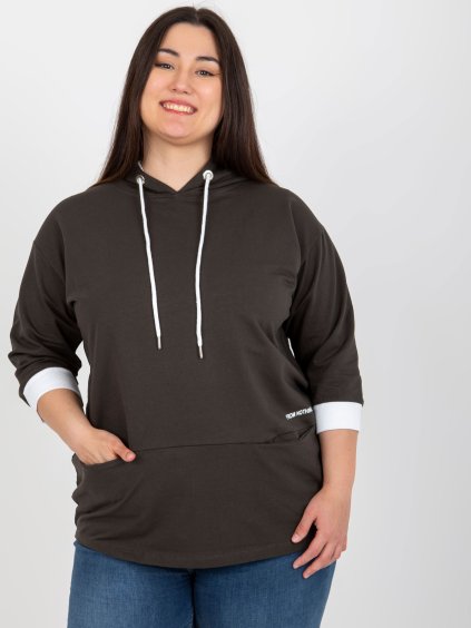 Tmavá khaki mikina s kapucňou