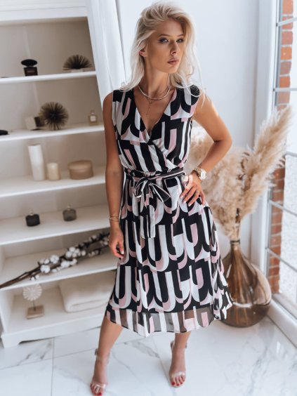 Čierno-biele vzorované midi šaty BALI