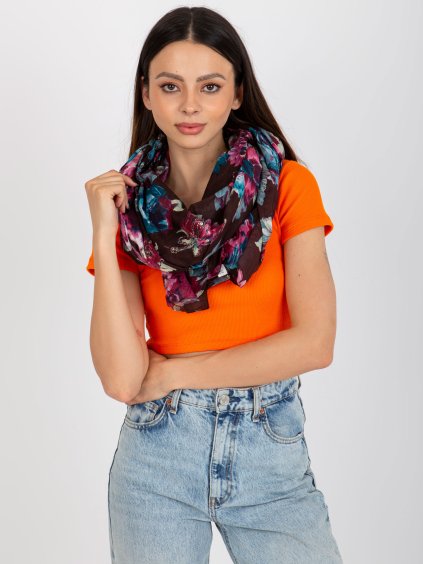 Hnedá kvetinová šatka