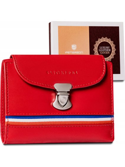 Peterson Červená dámska malá kožená peňaženka Y160