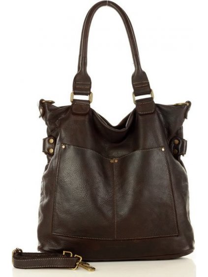 Tmavo hnedá kožená kabelka MARCO MAZZINI