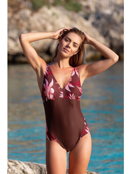 Hnedé jednodielne plavky Capri