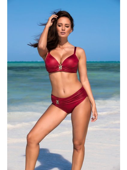 Vínové plavky s ozdobnou sponou Boa