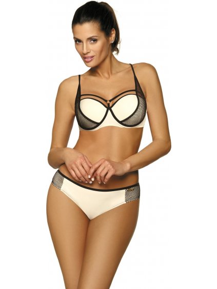 Smotanové bikiny s čiernymi lemami Charlotte Avorio