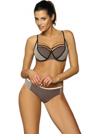 Tmavobéžové bikiny s čiernymi lemami Charlotte Dark Taupe