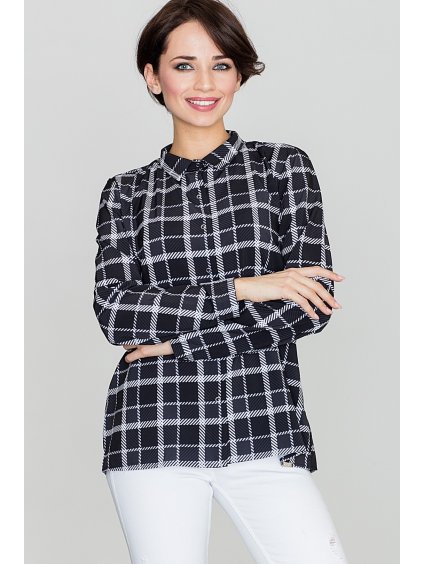 Dámska čierna károvaná košeľa