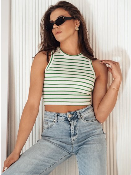 Biely pruhovaný crop top STELLA MAE