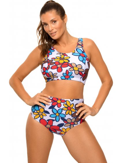 Biele bikiny s farebnými kvetmi Asani