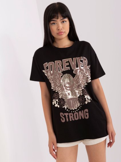 Čierne bavlnené tričko s potlačou