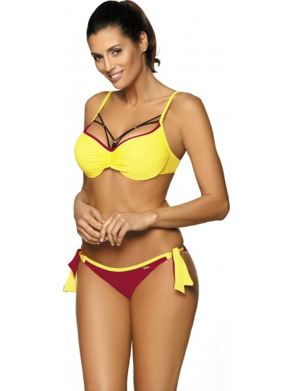 Žlto-fuchsiové bikiny s ozdobným výstrihom Shirley Magenta-Duffy