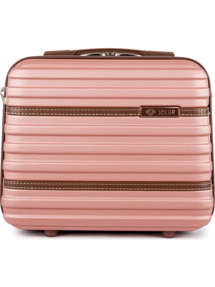 Solier Ružový cestovný kozmetický kufor STRIPE