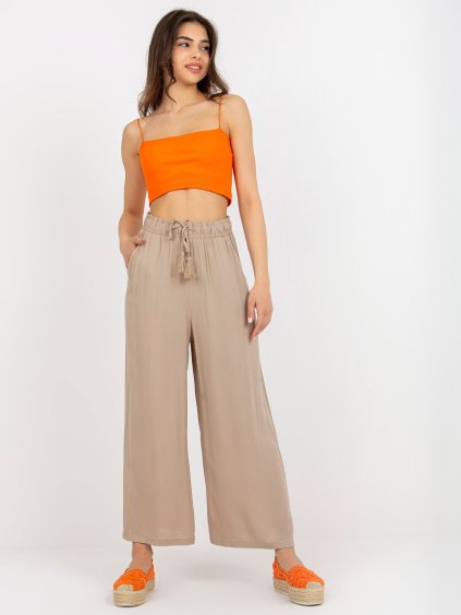 Béžové široké letné nohavice