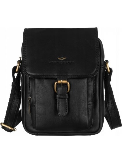 Peterson Pánska čierna kožená messenger taška