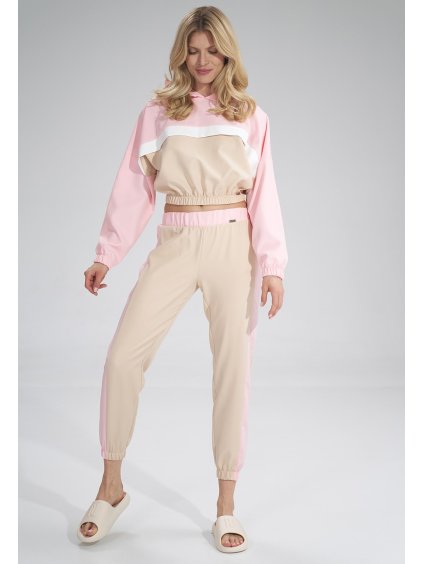 Béžovo-ružové športové nohavice