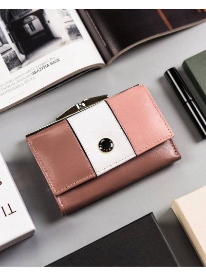 Peterson Bielo-ružová trojfarebná malá dámska peňaženka Y306