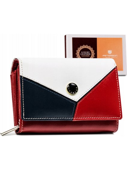Peterson Stredná dámska trojfarebná dámska kožená peňaženka Y335