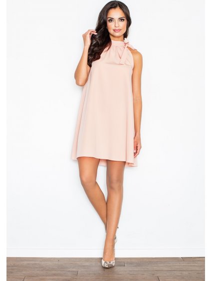 (Veľ. XL) Ružové spoločenské šaty pri krku