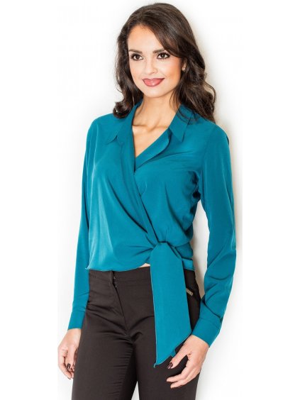 (Veľ. L) Zelená blúzka s ozdobnou mašľou