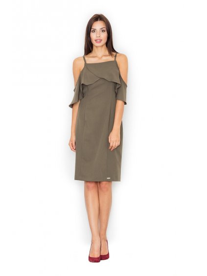 (Veľ. S) Olivové šaty so šnurovaním
