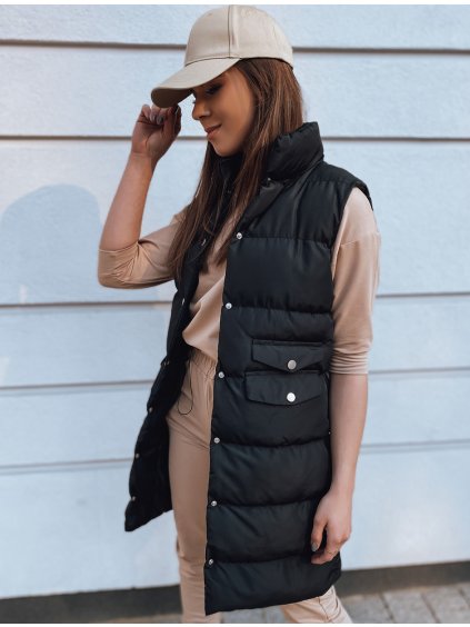 (Veľ. 44) Čierna dlhšia prešívaná vesta WILLY