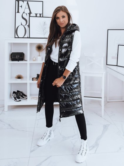 Čierna dlhá lesklá vesta GANTINI