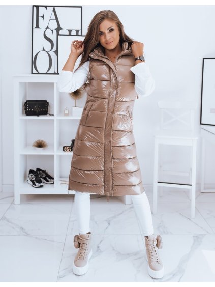 Béžová dlhá lesklá vesta GANTINI