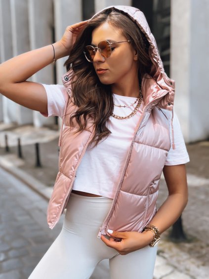 Ružová krátka prešívaná vesta OSHE